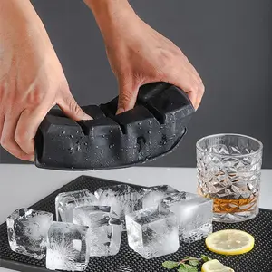 Large Ice Cube Mold, 1/2 Counts Silicone Ice Cube Tray with Lid, Ice Tray for Whiskey, Cocktail, Smoothie, Drink, Bar Utensils, Kitchenware, Containers, Ice Molds, Ice Cube Maker