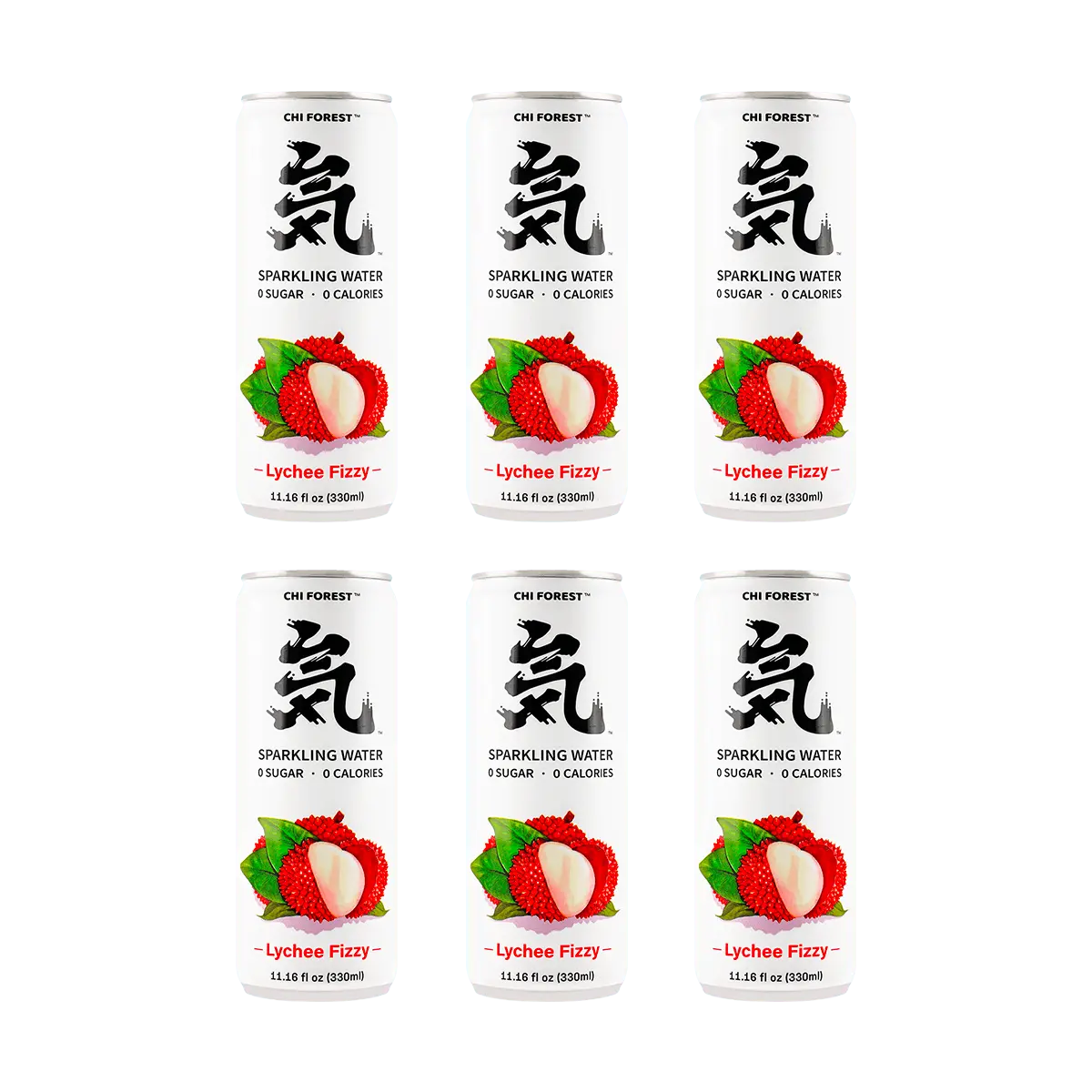 Chi Forest Lychee Sparkling Water 6-Pack 330ml Zero Sugar Zero Fat Zero Calorie