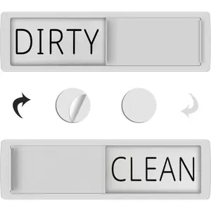 Dishwasher Magnet Clean Dirty Sign - Strong Magnet Clean/Dirty Sign for Dishwasher, Non-Scratch - With Optional Adhesive Stickers Dishwasher Sign Kitchen Decor(Silver)
