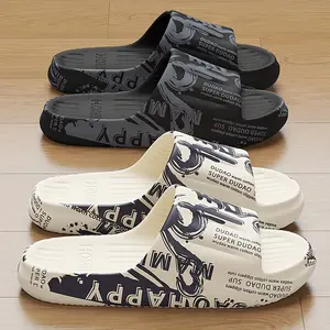 Men's Extra Large Fashion Slides - Stylish Cartoon Print EVA Slippers, Soft Non-Slip Sole, Odor-Free, Perfect for Indoor Home, Shower, Beach & Summer Day Use, Indoor Slippers |   Summer Footwear |   Durable Slippers, House Slippers Boy Walking Shoes