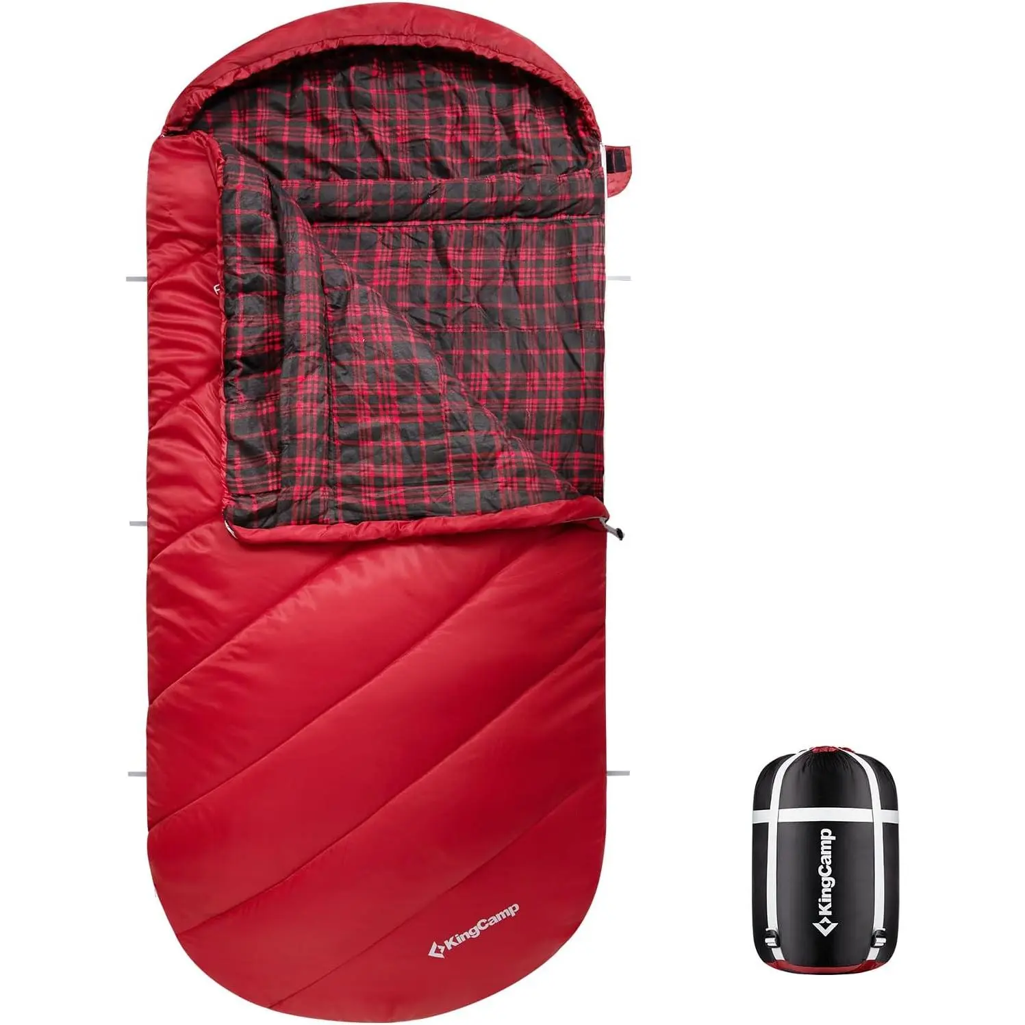 KingCamp Flannel Sleeping Bag for Big & Tall Adults, Extra-Wide XL Cold-Weather Gear - Waterproof, Windproof, Compressible for Camping, Hiking, Lightweight, Hiking / Light Outdoor, Portable Sleeping Bags, Outdoor Active Sleeping Bags