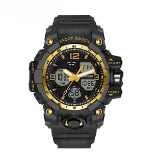 Men's Sportive Digital Analog Quartz Watch, Fashion Watch with Luminous Dial & Alarm Clock & Calendar Function, Trendy Waterproof Multifunctional Watch.