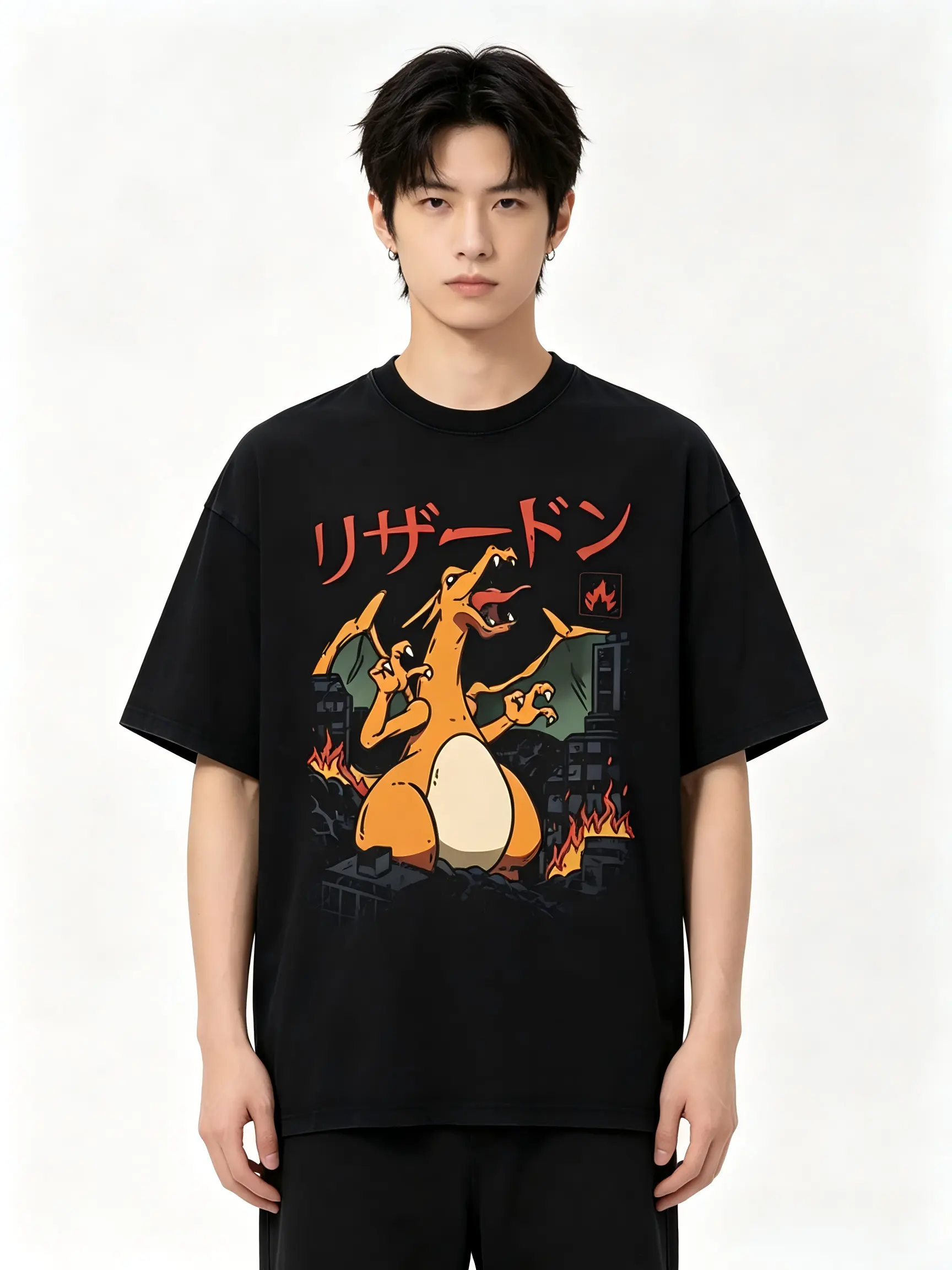 Charizard Anime Japanese Mineral Tee, Graphic Tee, Gifts for Him, Birthday, Christmas Gift, Crewneck Menswear, Mens Clothing, Tee