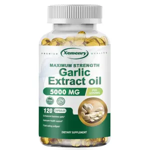 Xemenry - Organic Garlic Extract Vegetarian Capsules - 5000mg Supplement - Suitable for Men and Women - Lowers Cholesterol, Promotes Cardiovascular and Heart Health - Dietary Supplement - 120 Capsules
