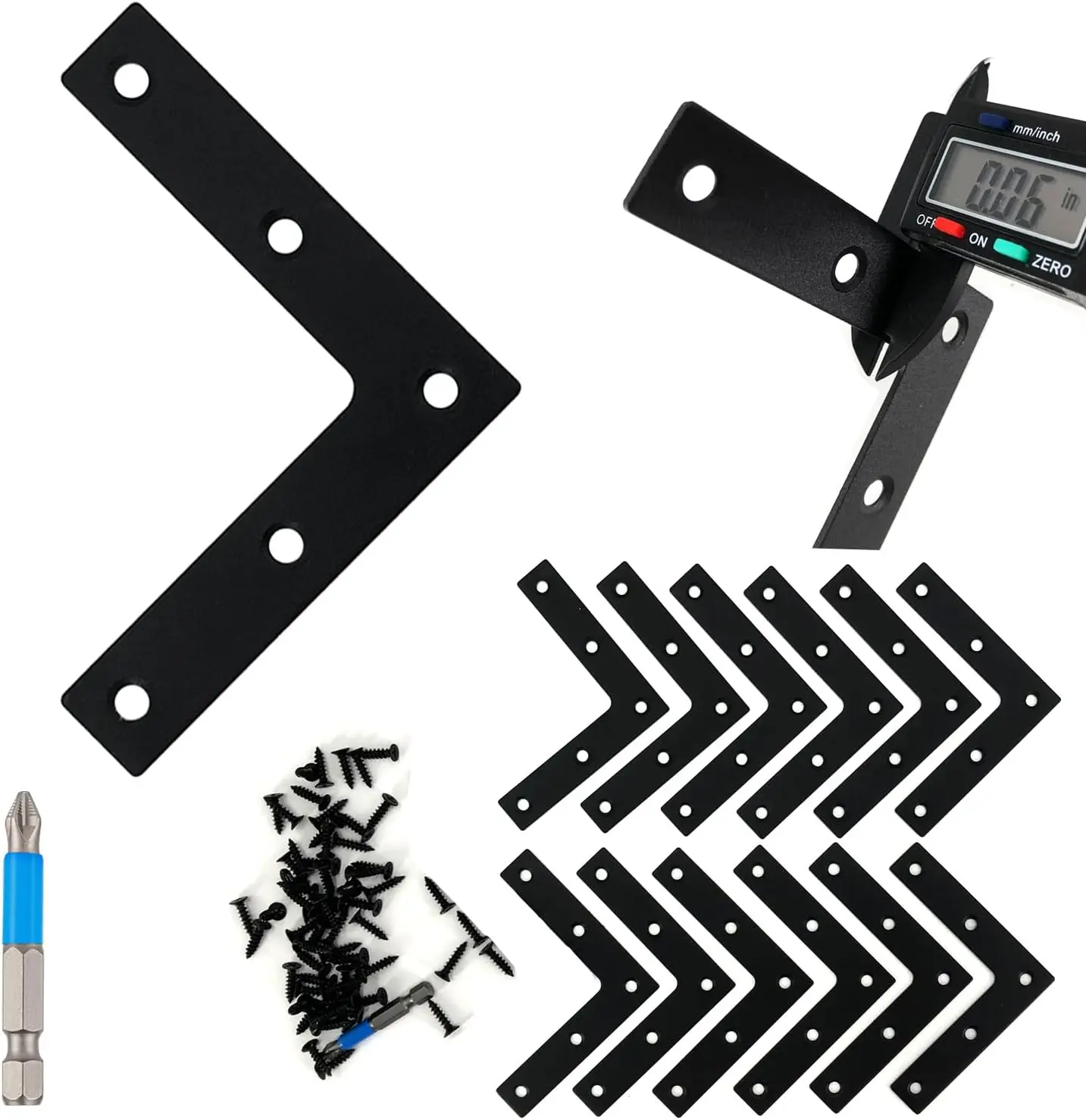 12 count L Flat Straight Brackets Corner Bracket Set 3.15'' Bracket Brace Mending Plate Stainless Steel for