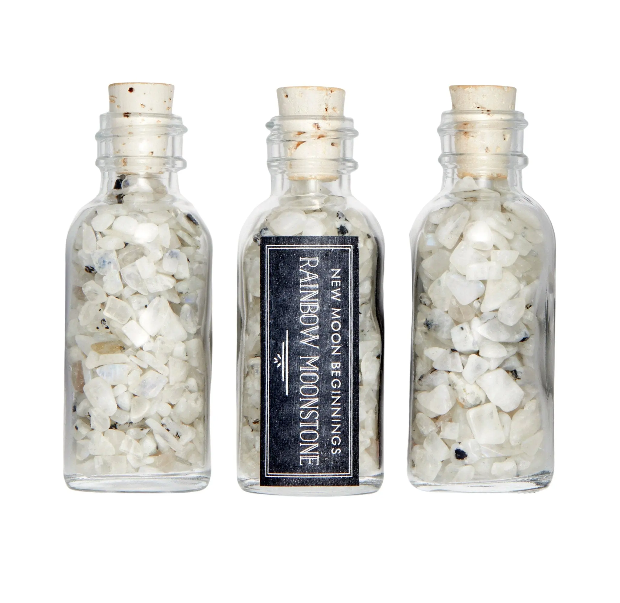 Rainbow Moonstone Gem Bottle - Polished Chips of Rainbow Moonstone Crystals