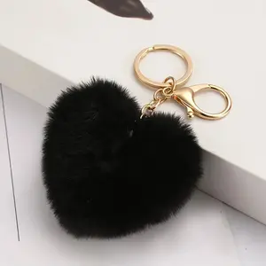 New  Plush Keychain, Fashionable and Practical Bag Charm  Keys Accessory, Soft Fluffy Glossy Hearts Design Suitable for Daily Carry and Day Halloween Christmas Thanksgiving Gift