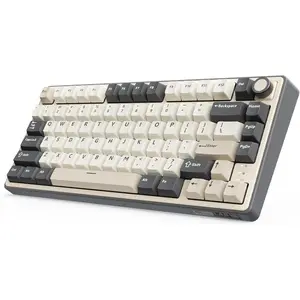 R75  Mechanical Keyboard, 75% Percent Custom Gaming Keyboard Gasket Mount RGB Backlit with Knob & PBT Keycaps, BT5.1/2.4GHz/USB-C, Hot Swappable Cream , White