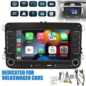 7-Inch Universal Car Stereo Unit for Volkswagen Passat, Golf, Jetta, T5, EOS, POLO - BT FM Radio with RCA, Red Button Light, No Battery Needed, 7-Inch Display, 7-Inch Screen