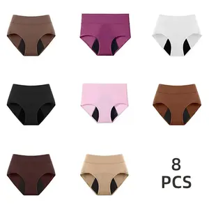 1./5/8 pack of women’s large size mid-rise bamboo fiber/viscose thick period underwear, available in sizes XS to 6XL.