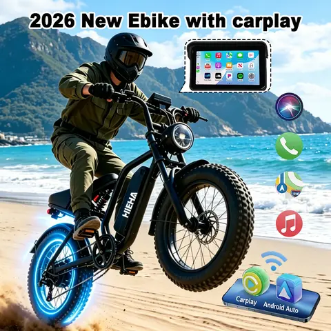 Hieha 2026 Upgraded Modern Smart Ebike - 750W (100W & above) Motor, CarPlay Screen, Dual Cameras, APP Control, Waterproof, Off-Road, DC 5V Voltage, Simple Setup, Ride Sooner, 12 Months Support, Father's Day Gift