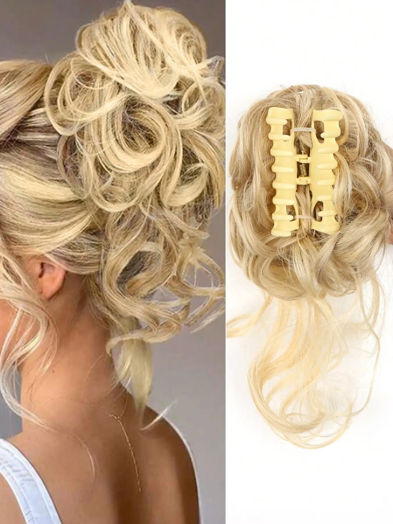 Women Short Ponytail Curl Hair Clip Extensions Synthetic Hairpieces Clip Hairpiece Elegant Long Tail Clips Natural Wavy Bun Suitable for Dense and Sparse Hair Women Girls