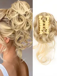 Women Short Ponytail Curl Hair Clip Extensions Elegant Long Tail Clips Natural Wavy Bun Suitable for Dense and Sparse Hair Women Girls