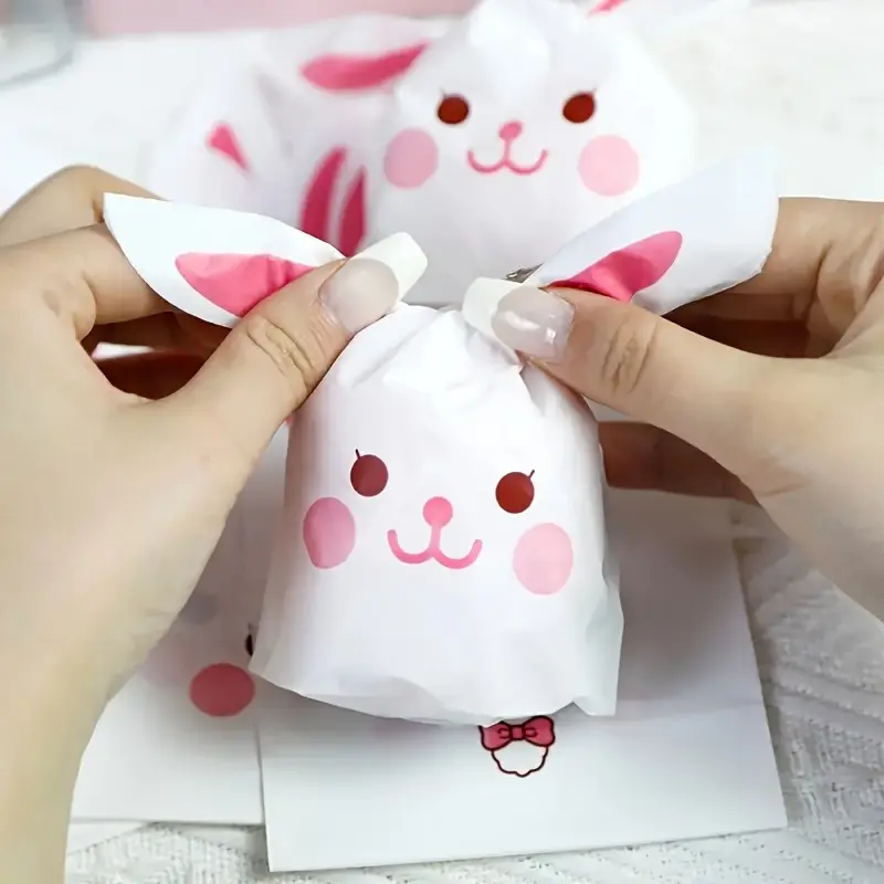 Gift for Her/Him 50pcs Easter Bunny Ear Bags with Bunny Ears and Lively Eyes, Party Favor Bags, Suitable for Easter, Birthday Party Gifts, Candy Storage - Bulk Packaging, Suitable for Home Use
