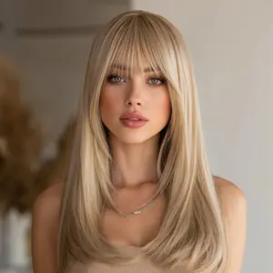 SMILCO/ Blonde Synthetic Long Curly Wig for Women Heat Resistant Fiber Wigs | 22 Inches | SM7828