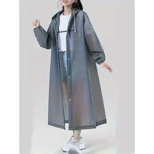 Windproof high-quality EVA thickened full-body adult raincoat - sports style with hood and connected front panel, semi-transparent design and elastic cuffs, suitable for outdoor cycling, hiking, and running - lightweight and easy-to-carry outdoor rainwear