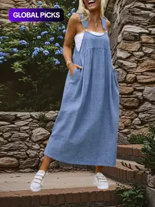 Women's Plus Size Loose Dress, Fashionable Dress, Women's Summer Clothing, Casual Sleeveless Long Dress, Casual Wear, Womenswear