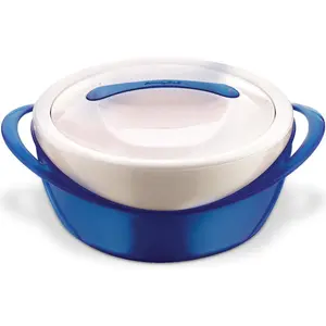 Large Insulated Casserole Dish with Lid 3.6 qt. Elegant Hot Pot  Warmer/Cooler -Thermal Soup/Salad Serving Bowl Stainless Steel Hot  Container-  Set for Moms -Holidays Blue