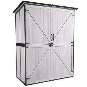 Aivituvin Wooden Garden Shed AIR99, Outdoor Storage with Metal Frame, Adjustable Shelf - White