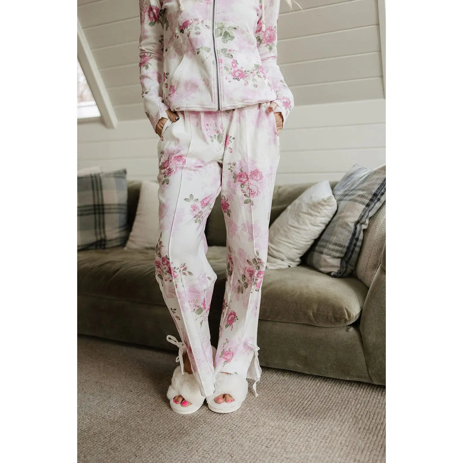 Ampersand Avenue Wide Leg Bow Comfies - Roses & Dreams