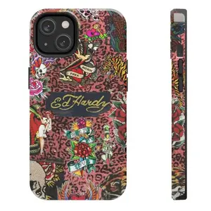 Retro Ed Hardy Tough Phone Case - Retro Design for iPhone 16, 16E 15 14 13 12 11 Pro Max 8 Plus X, Phone Protection Top Trendy Phone Cases Phone Cover Hard Case Tough 2-piece Phone Case