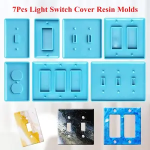 7Pcs/Set Light Switch Cover Resin Molds,Switch Socket Panel Plaster Mold for Epoxy Resin,Switch Plate Silicone Mould Outlet Cover Molds for DIY Crafts Making,Christmas Party Gifts,Hand Tools Kits