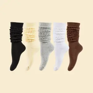 Women's Long Tube Socks, Warm Winter Bubble Socks, Colorful Calf-Length Sports Socks, Available in 1/3/5/6 Pairs