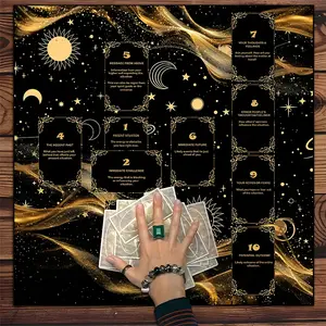 1pc Celestial Tarot Spread Astrology Inspired Party Decorations Astrology Decor and Spiritual Room Decoration, Soft Washable Fabric Table Cover for Home and Party Use