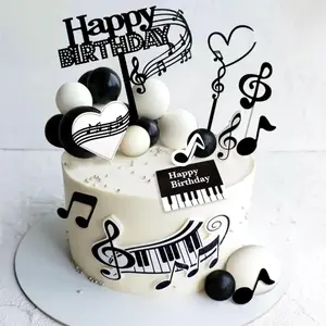 Rock music cake topper guitar cake toppers music notes balls cake decorations for musician birthday party rock theme party