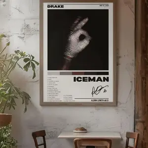 Drake Iceman Album Poster,  Album Cover Tracklist Print, Hip Hop Music Wall Art, Drake Signed Music Room Decor, Modern Y2K Style Gift- Unframe