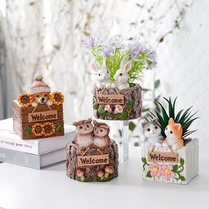 Creative Animal Flower Pot, Unique Resin Garden Planter, Home Plant Decorative Craft, Personalized Gardening Accessory, Plant Pots