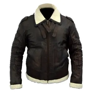 Men's Distressed Shearling Leather Jacket