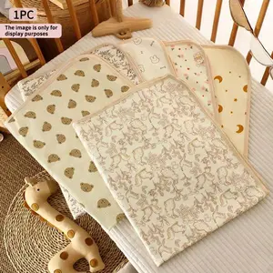 1pc Cotton Baby Newborn Diaper Pad, Soft Breathable Reusable Waterproof Crib Mat, Cute Animal Print, Perfect Gift for Babies, Mother & Infant Care