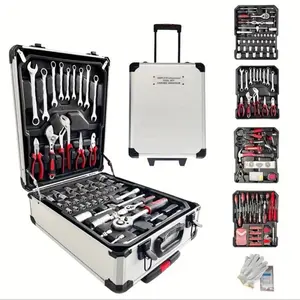 899PCS Large Capacity Metal Hand Toolbox Ultimate Home Repair Master Set with 4 Drawers General Household Toolkit High-Quality Steel Portable Toolbox Free Tool Belt