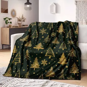 Christmas Tree & Snowflake Pattern Blanket, 1 Count Soft Air-conditioned Room Throw, Warm Nap Blanket for Home & Office, Lightweight Cozy Blanket