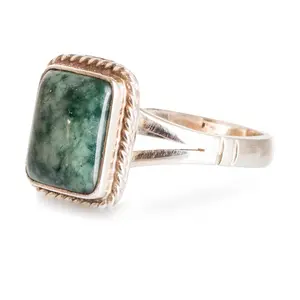 NOVICA Artisan Handmade Jade Cocktail Ring Artisan Crafted Sterling Silver Single Stone Guatemala Hemlock Desert Sage [crownbezel 0.5 in L x 0.4 in W x 0.2 in H Band Width 3 mm W] 'Life Divine'