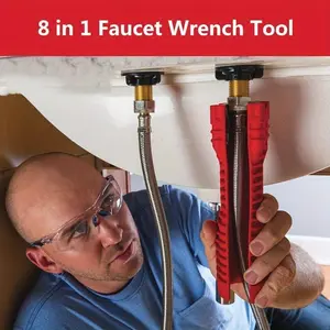 8 IN 1 Sink Wrench, Faucet And Sink Installation Tool Multifunctional Plumbing Tool Pipe Extractor For Sink Bathroom Kitchen Toilet Plumbing Valentine, Tools, Plumbing Tools, Tools For Men, Home Essentials, Father'S Day Gift, Essential Plumbers!