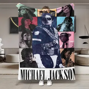 Michael Jackson Multi-Style Patchwork Flannel Throw Blanket, Soft Lightweight Warm, Perfect for Bedroom Holiday Decor, All Seasons Use