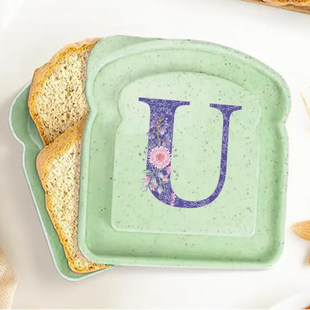 Letter & Flower Pattern Toast Shaped Lunch Box, 1 Box Portable Leakproof Breakfast Organizer Case, Large-capacity Bread Sandwich Container for Picnic Camping