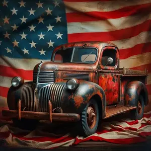 New Arrival DIY 5D Diamond Painting Kit, Old Truck Theme Full Drill Mosaic Craft, Handcraft, Home Wall Decor Gift, Small Size