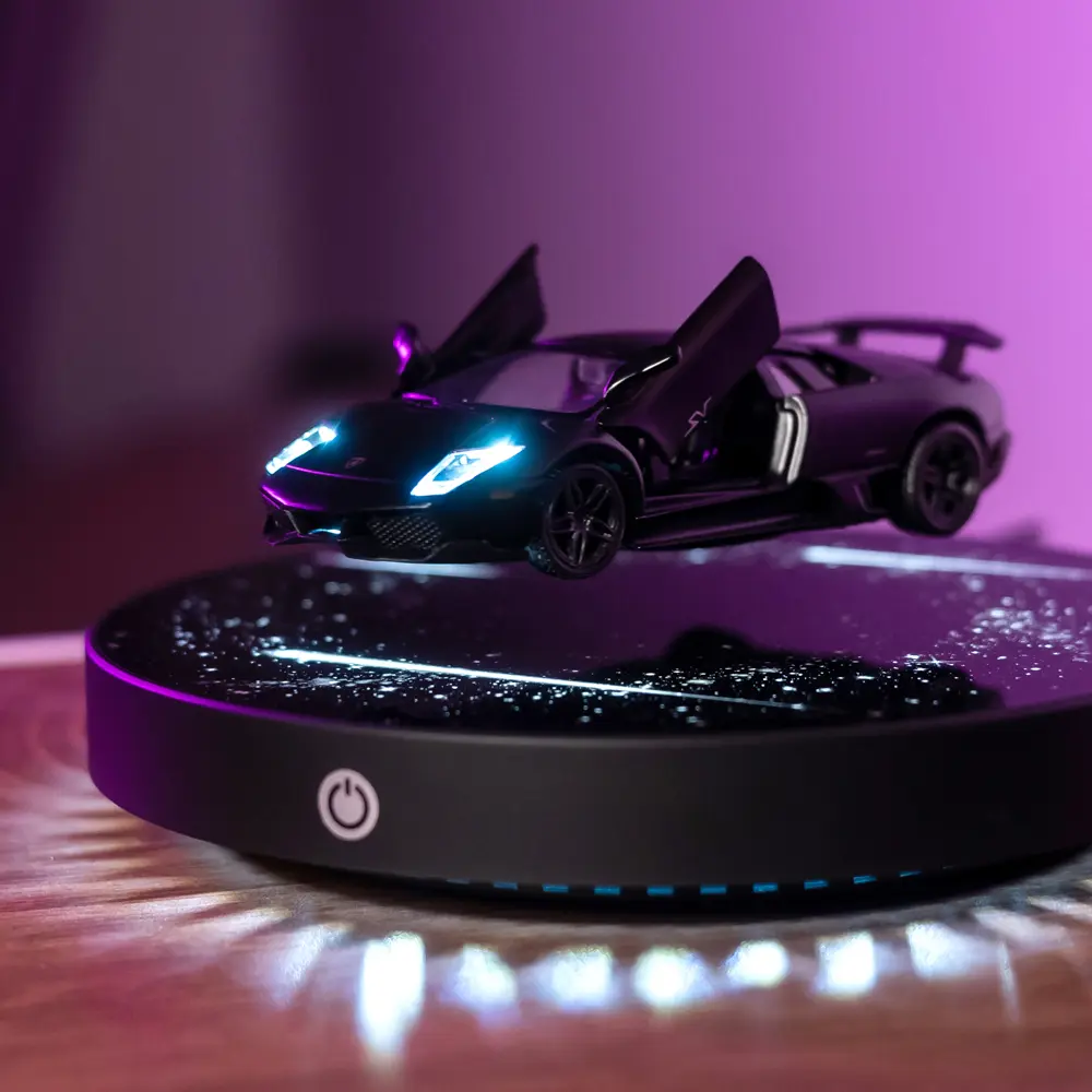 Floating creative car, 360 degree automatic rotation, lighting room/office/exhibition hall/coffee shop/creative table, the best gift for family/boyfriend/girlfriend/business relationship