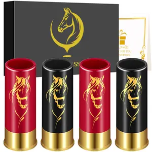 4pcs/set Horse Head Plastic 12GA Shot Glasses, 45ML Tequila Whisky Cups, Portable Outdoor Camping Hunting, Home Kitchen Bar Party Shot Cups