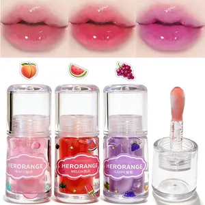 [3-Piece Set] HERORANGE Fruit Lip Oil - honey peach, Watermelon & Grape Flavors, Hydrating Jelly Gloss | Nourishing & Non-Sticky Formula, For All Skin Types | Festival Party Must Have | Perfect Holiday Gift Set 24-hour long-lasting moisturizingcosmetics !