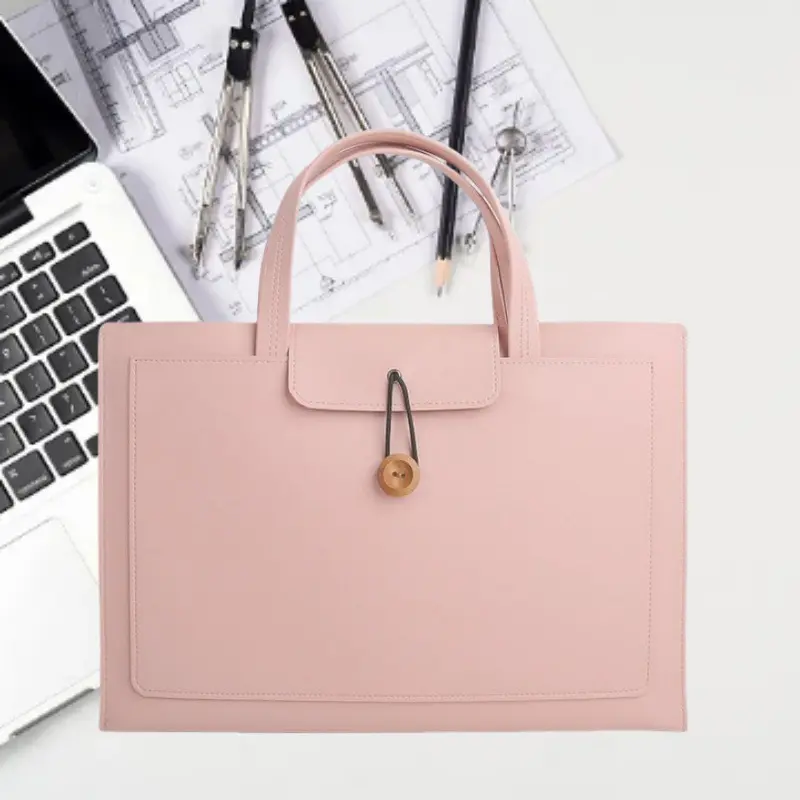 PU Leather Wear-Resistant Waterproof Slim Briefcase - 16x11.4in Lightweight Ergonomic Business Laptop Carrying Case with Front Multi Pockets, Streamlined Professional Work Travel Messenger Handbag