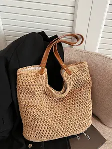 Women's New Large Capacity Handwoven Tote Bag, Portable Handle & Shoulder Strap Design, Ideal for Daily Use, Work Commute, Dates, Gatherings, Commuter Tote Bag, Tote Handbag, Casual Commuter Bag