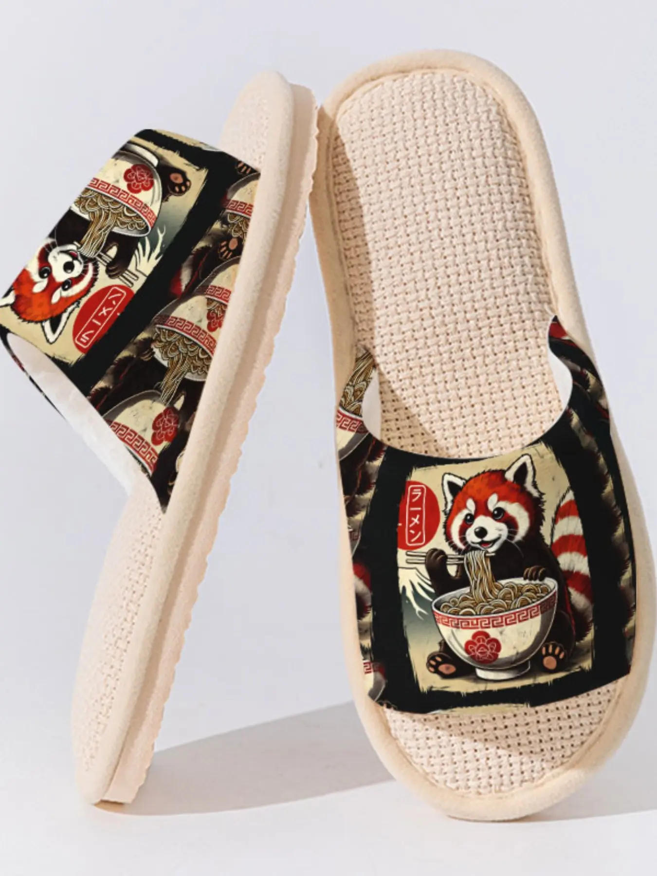 Japanese Style Linen Slippers, Asymmetrical Design, Breathable Non-Slip Sole, Casual All-Season Footwear for Home & Daily Wear