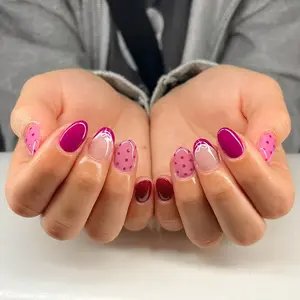24pcs Rose Short Oval French Bow Nail Stickers, Detachable Press-On Nails, DIY Acrylic Nails for Women Daily Use, Nail Art Diy