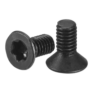 uxcell M2-0.4 x 4mm Flat Torx Head Machine Screws, 50Pcs 10.9 Grade Carbon Steel Countersunk Torx Anti Theft, Black Oxide Finish, Full Thread