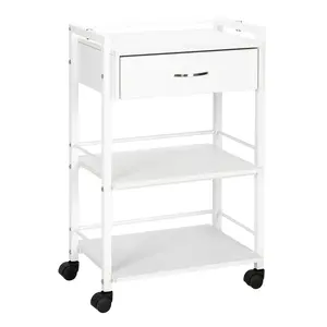 Salon Trolley Cart with Wheels, Wooden Rolling Storage Station, Mobile Utility Cabinet, Medical Esthetic Supply for Beauty SPA Massage Tattoo Facials