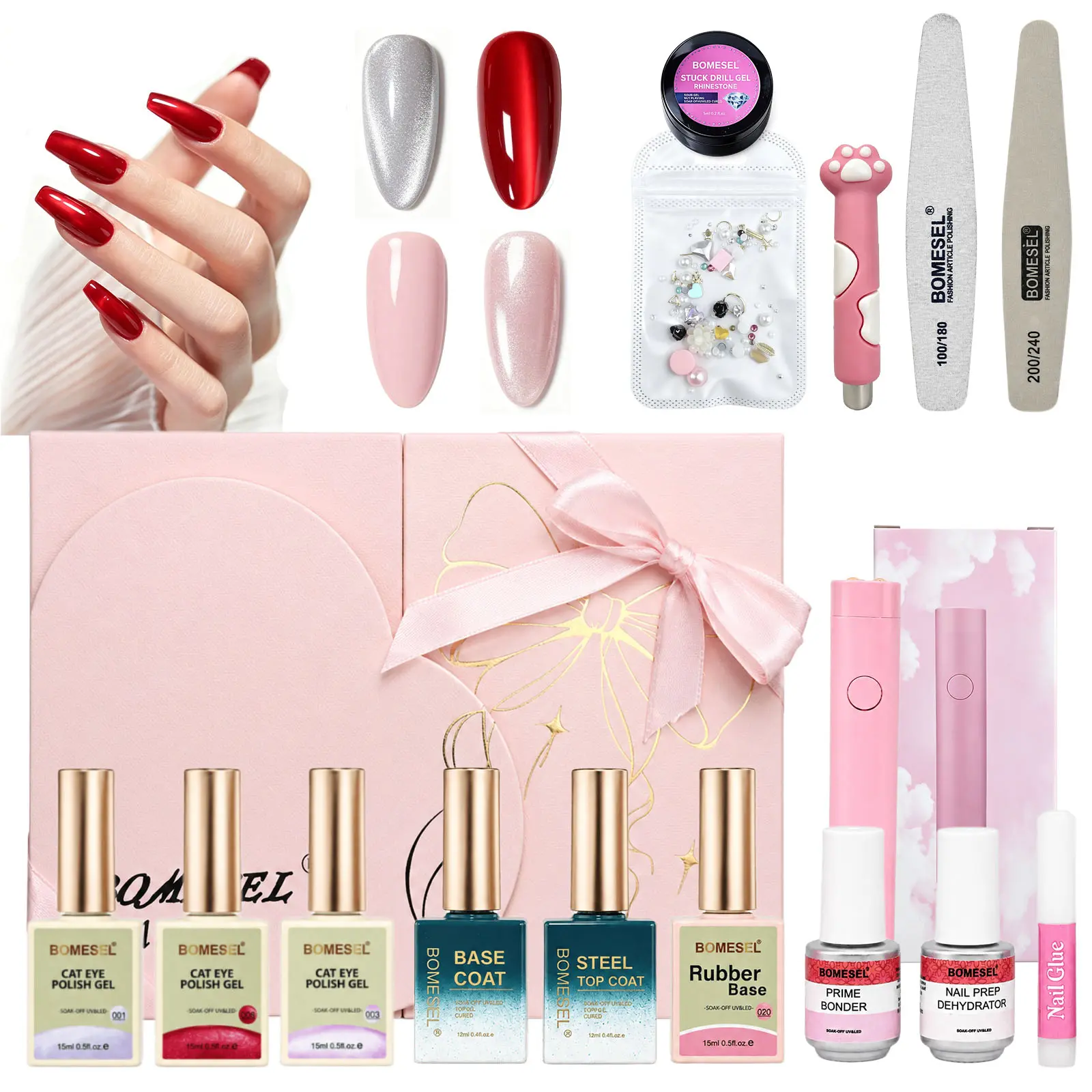 Cat Eye Nail Art | 3 Popular Shades | Includes Base Gel and Top Gel | Basic Nail Tools | Beautiful Gift Box Packaging | Creates metallic gel nail art, the perfect choice for beginner nail art enthusiasts!